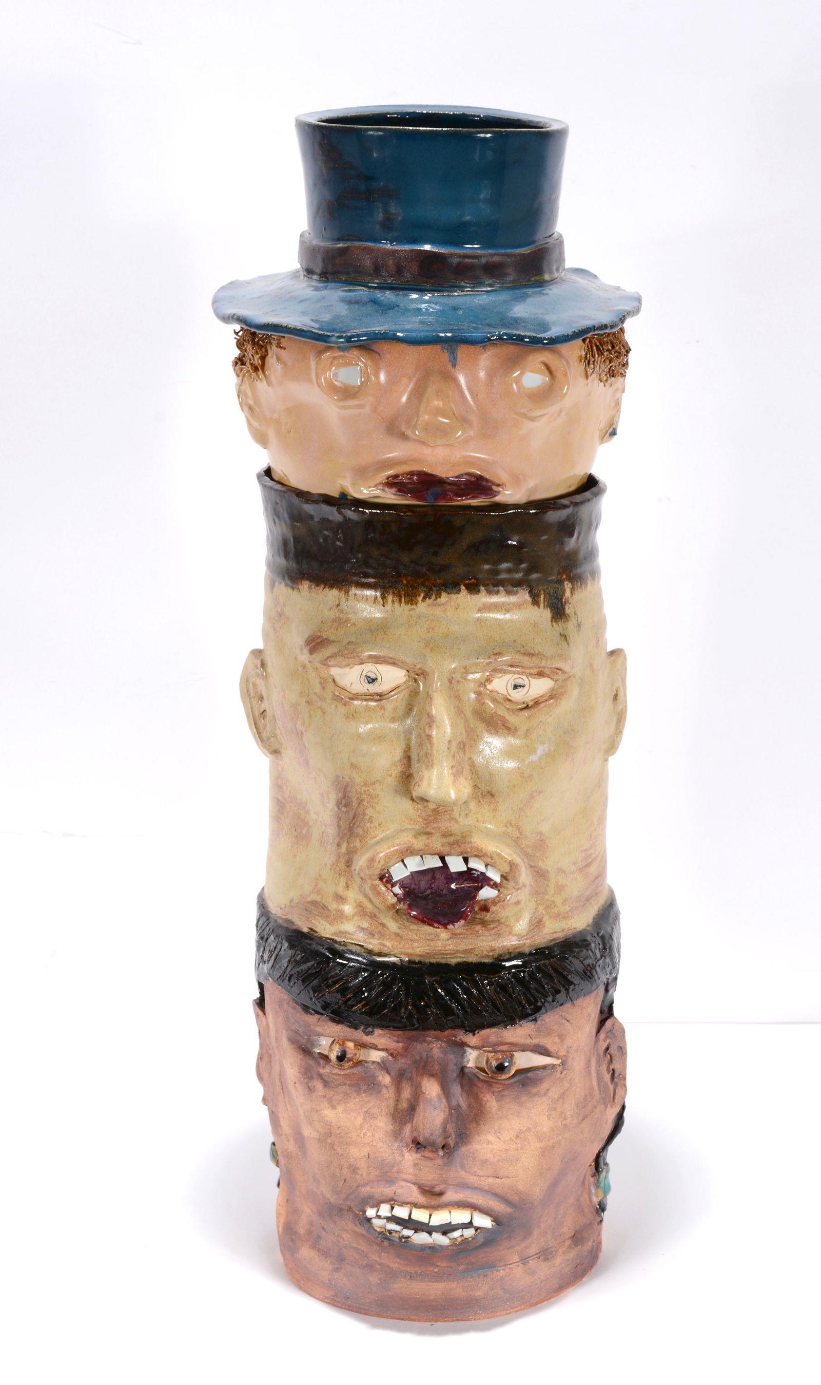 Ned Berry. Three Head Totem Jug. (1 of 3)