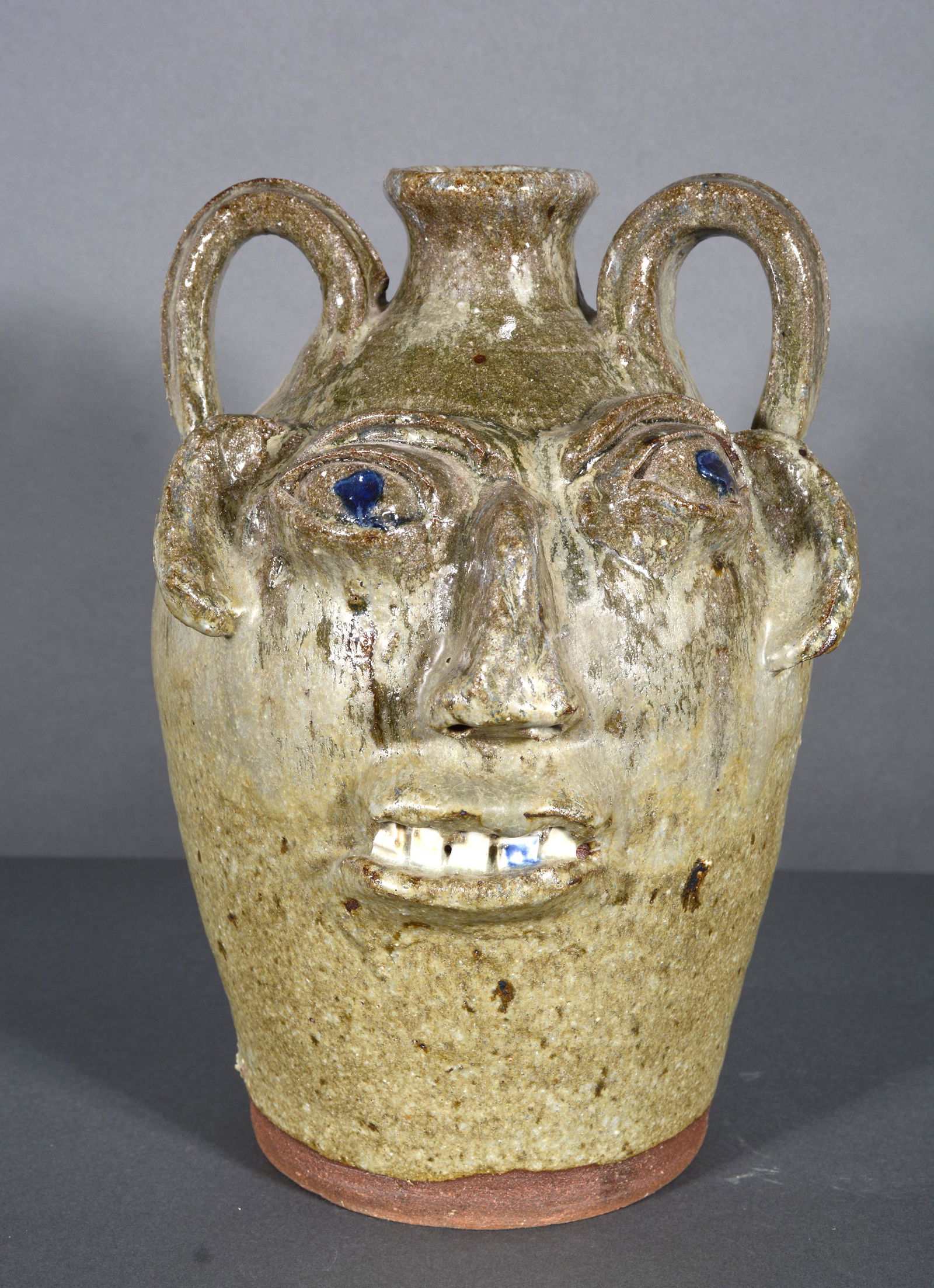 B.B. Craig. Salt Glaze Blue Eyed Face Jug. (1 of 4)