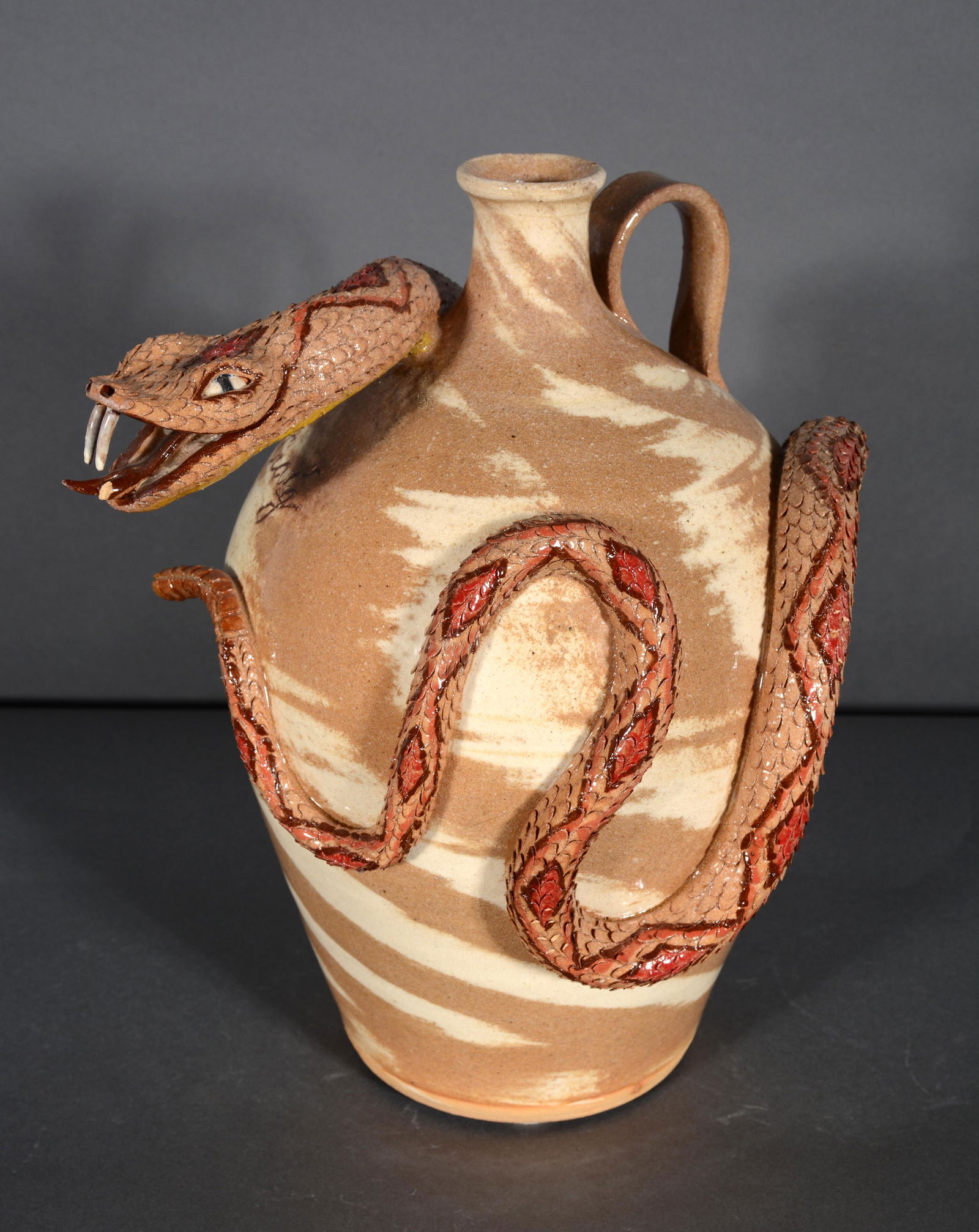 Don Craig. Two-tone Swirl Snake Jug. (1 of 4)