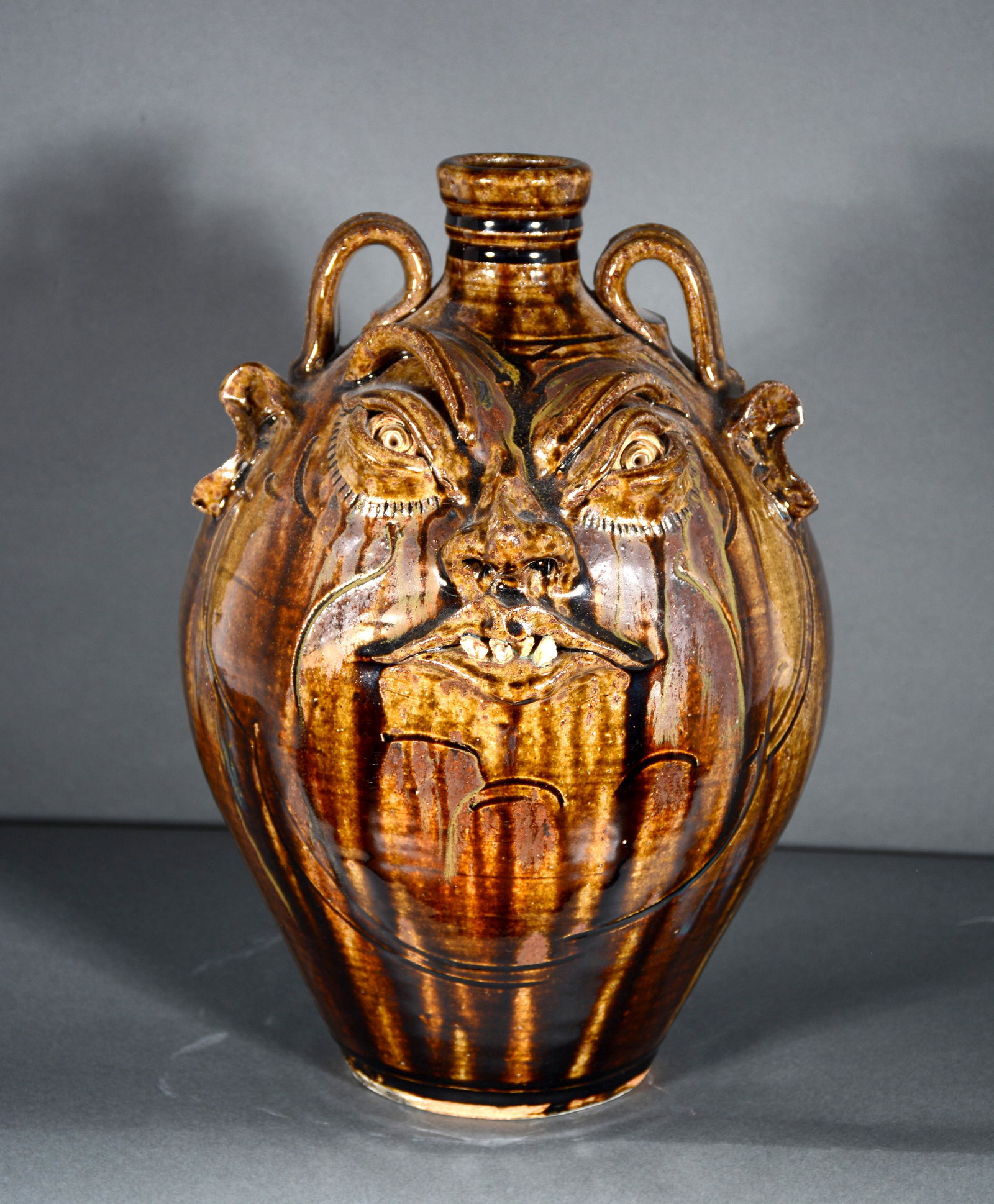 Kim Ellington. 2 Gallon Face Jug. (1 of 4)