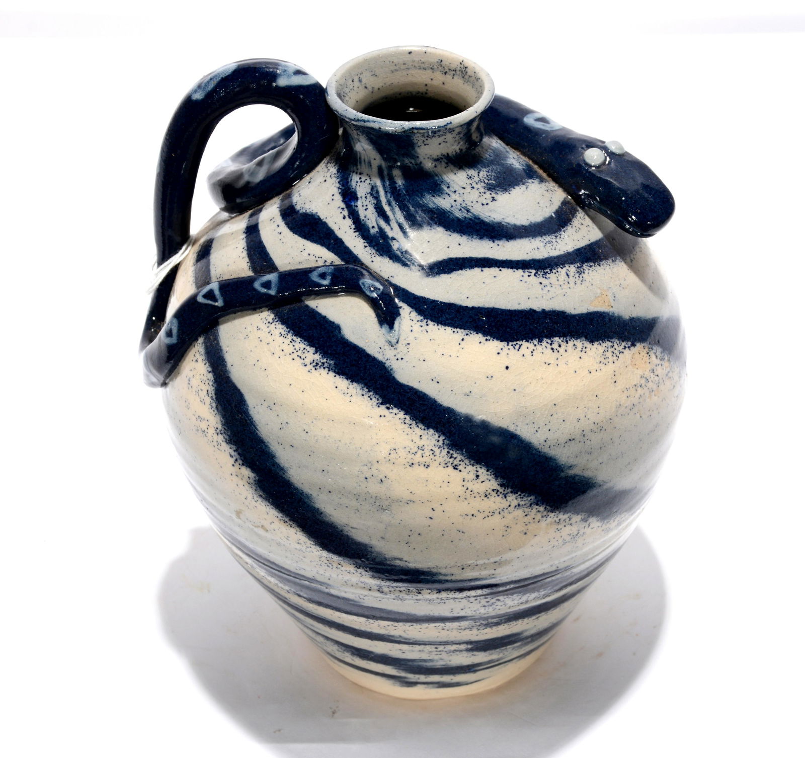 Richard Kale. 2 Color Swirl Snake Jug. (1 of 2)