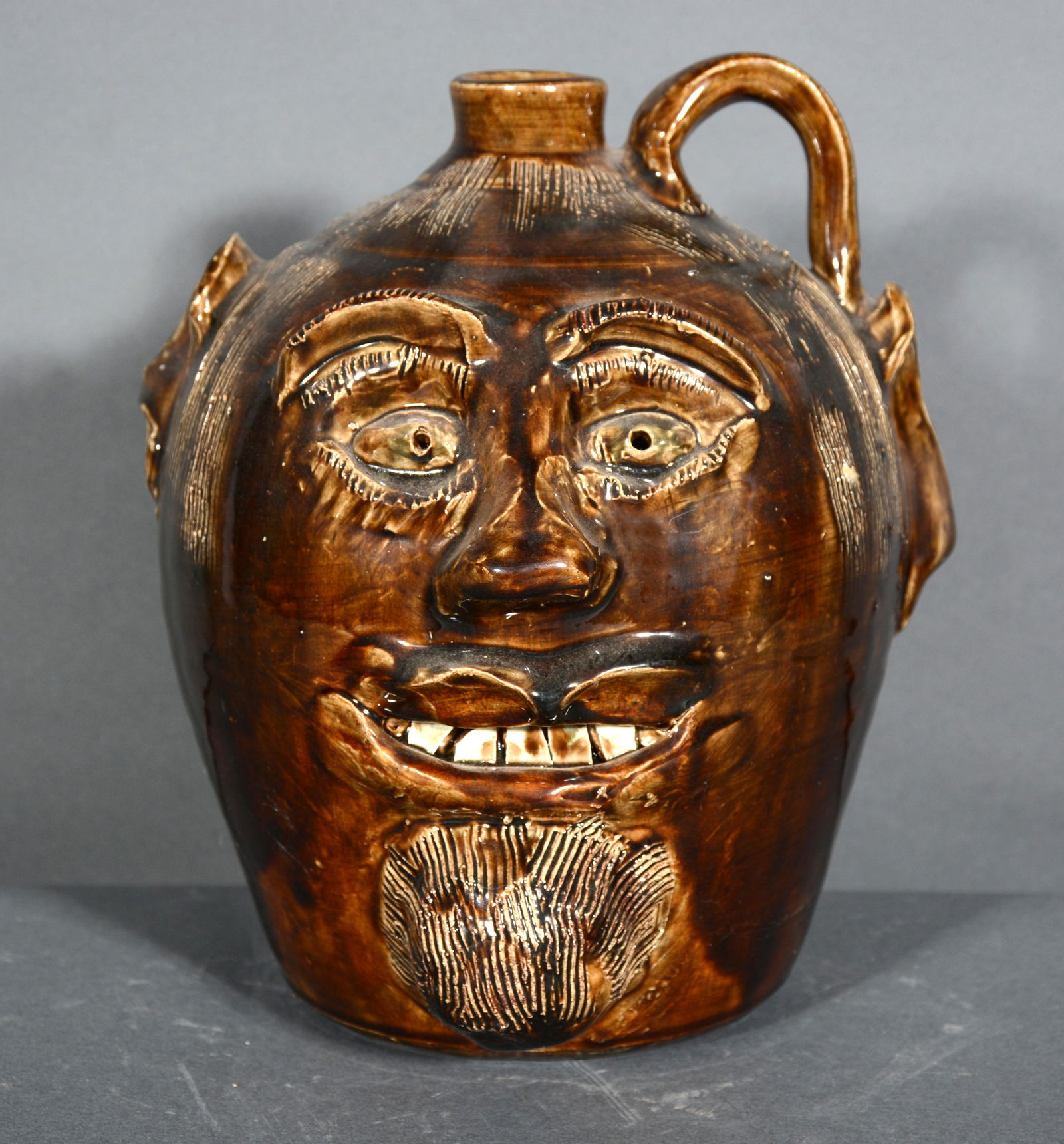 Bobby Ferguson. Face Jug With Hair & Beard. (1 of 3)