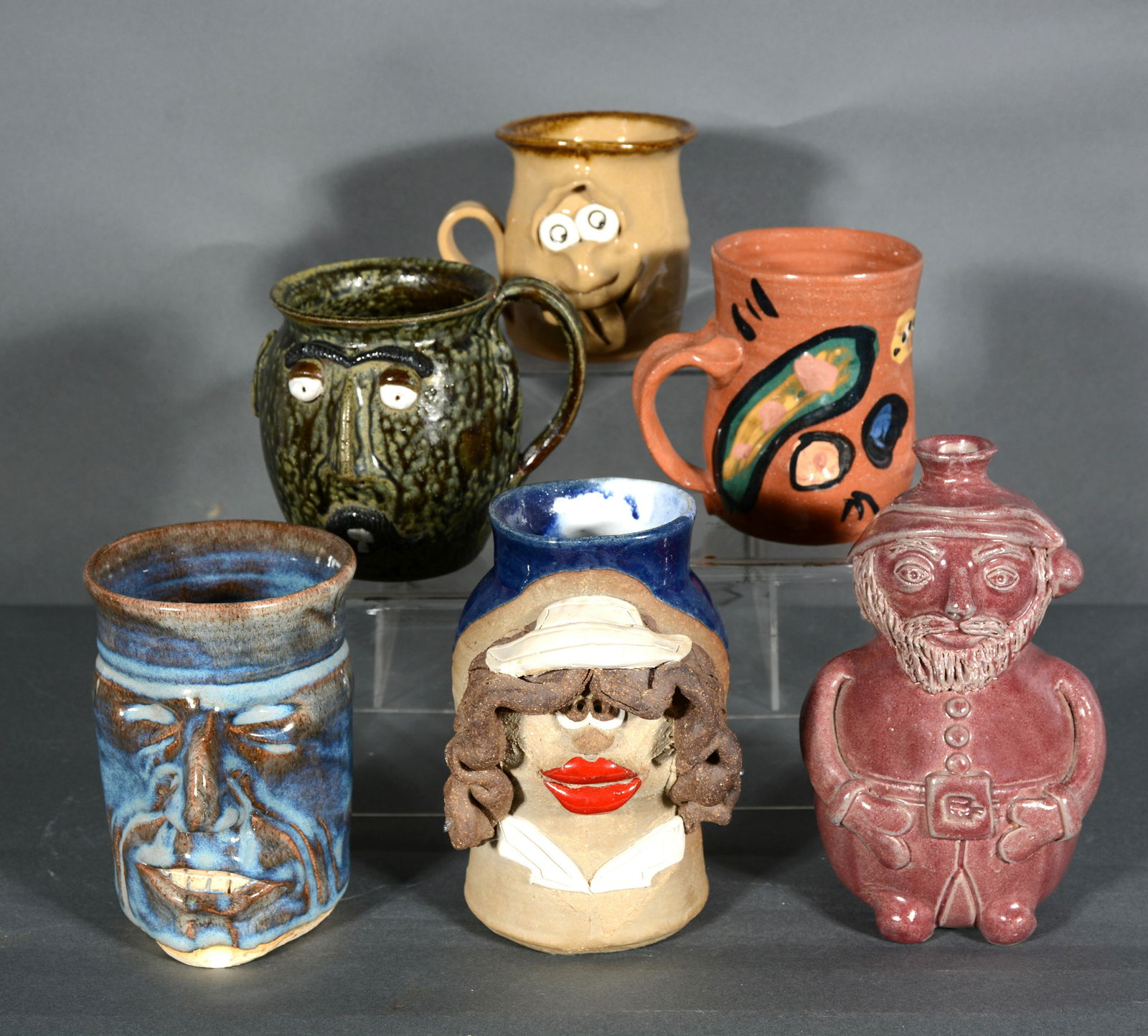 Brock, Luck, Copper. 5 Face Mugs & Figural Jug. (1 of 2)