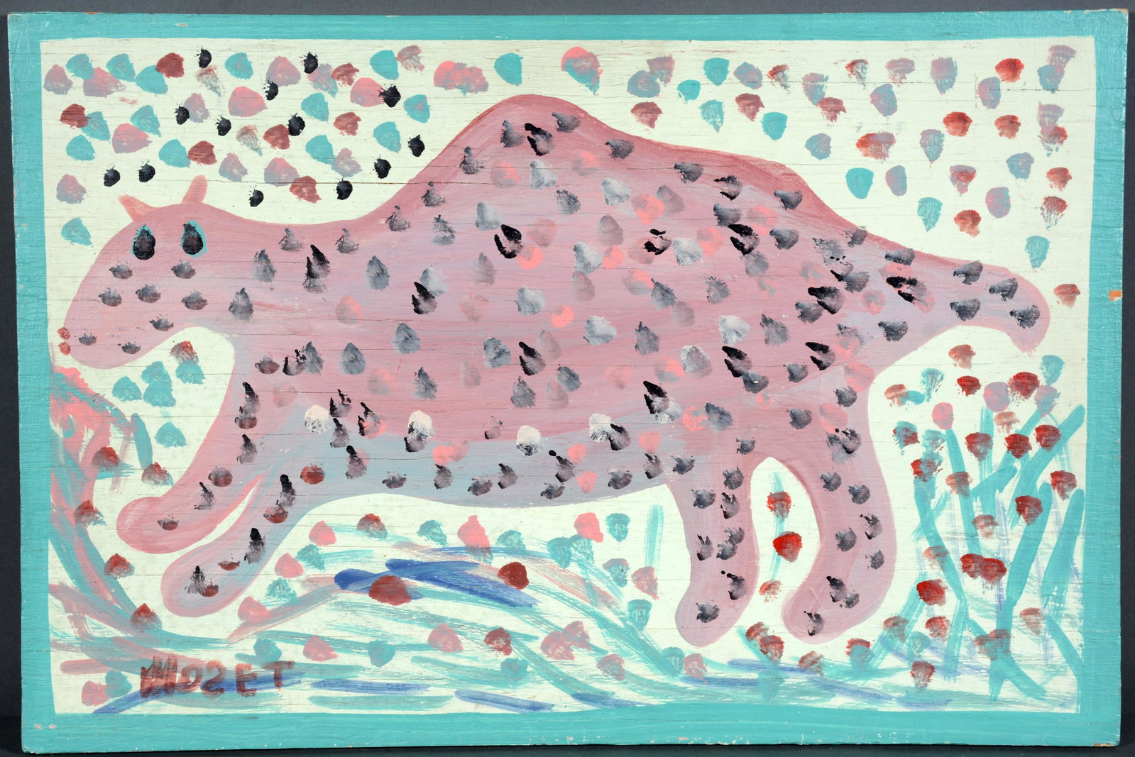 Mose Tolliver. Fat Cat.: Mose Tolliver. Fat Cat. Signed. Paint on board. Minor chip on side, otherwise great condition. 24" w x 16" h. Est. $300-500. Ship: $45