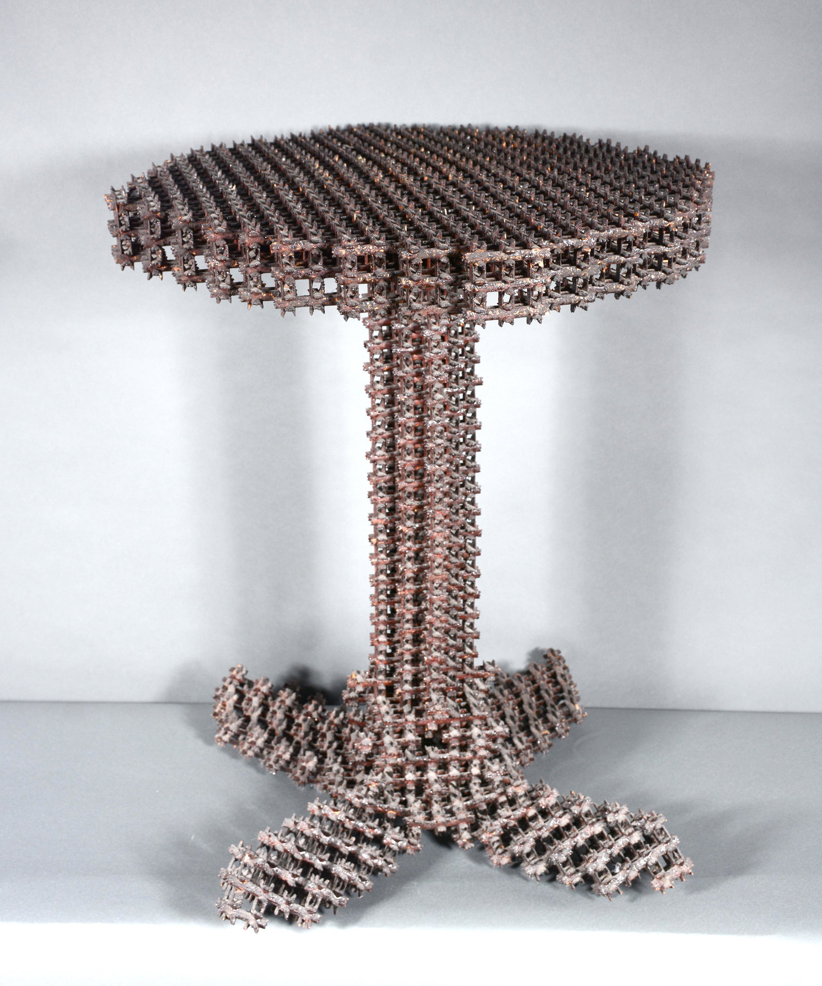 Crown of Thorn Tea Table.: Crown of Thorn Tea Table. Carved and stained wood. Very minor loss, otherwise excellent condition. 29" h x 24" diameter. Est. $1,000-2,000. Buyer is responsible for shipping.
