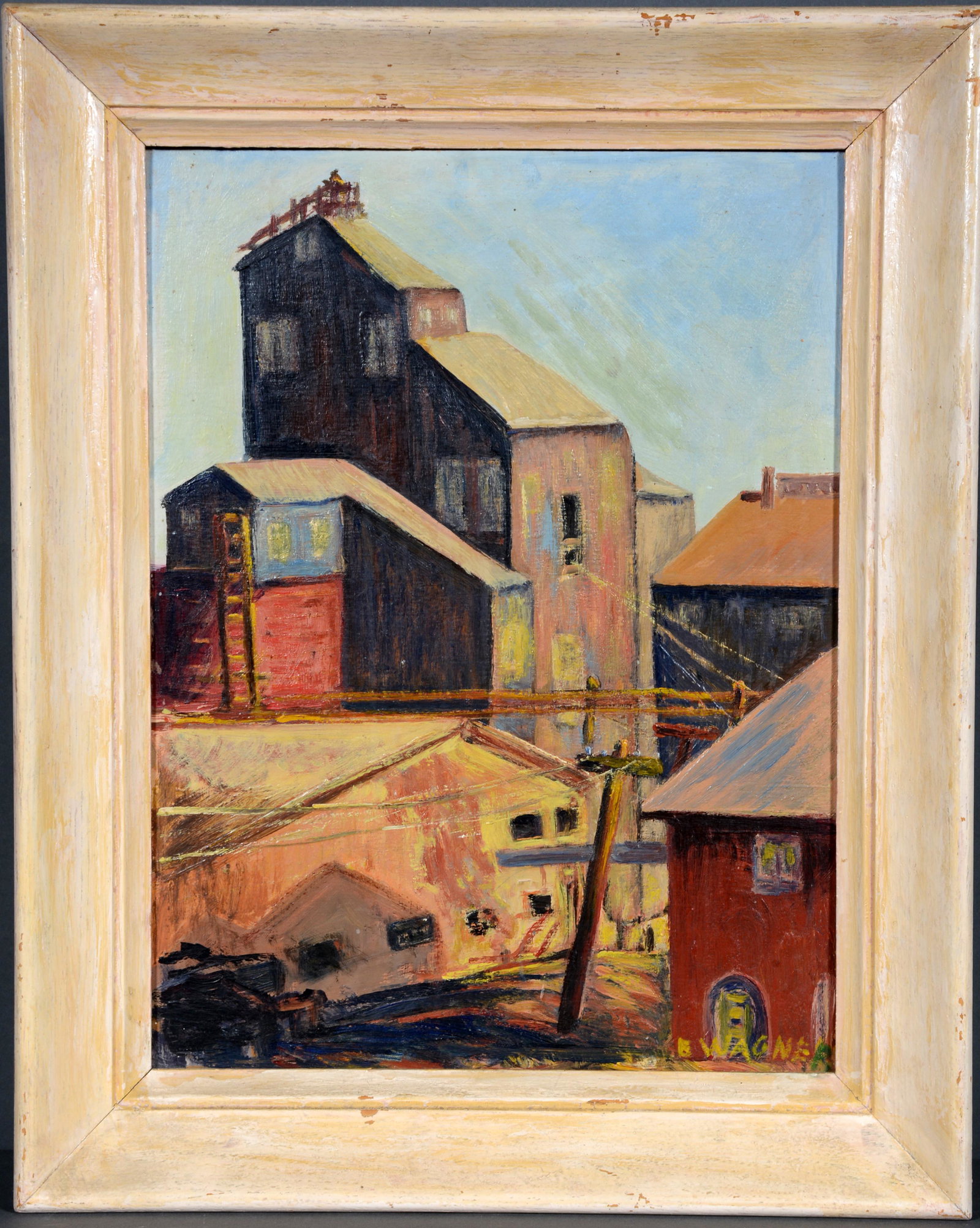 E. Wagner. The Old Town Mill.: E. Wagner. The Old Town Mill. c. 1930s-40s. Signed. Oil on canvas panel. Excellent condition. 16" x 19" with frame. Est. $300-500. Ship: $45