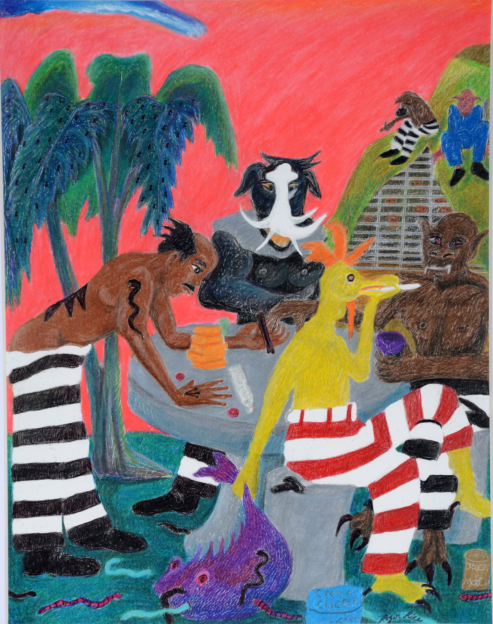 Roger Rice. Negotiating.: Roger Rice. Negotiating. 1998. Signed. Colored pencil on paper. Excellent condition. Image is 10.5" w x 13.5" h. Frame is 18" w x 22" h. Est. $300-500. Ship: $45