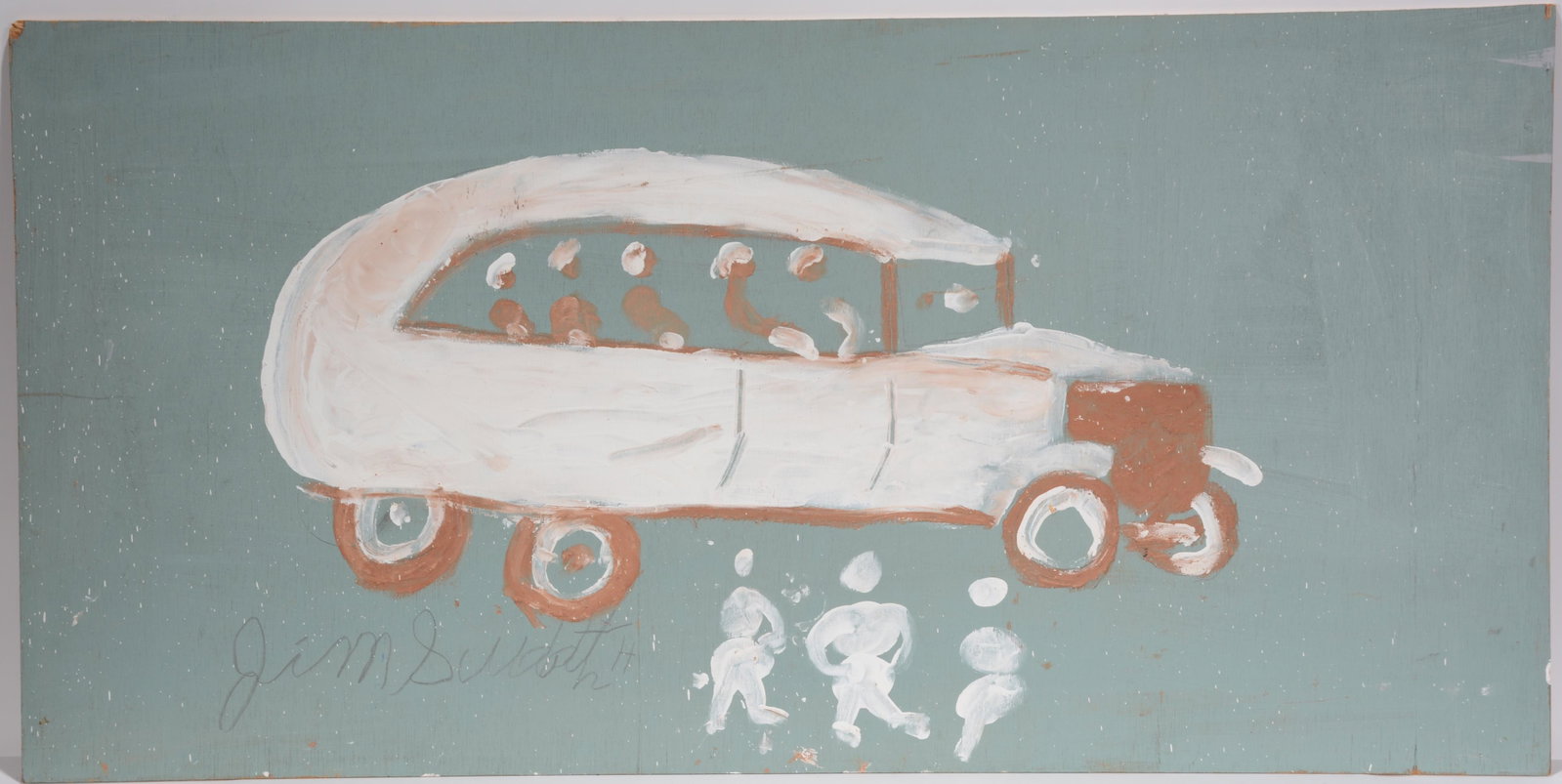 Jimmy Lee Sudduth. Old Timey Car.: Jimmy Lee Sudduth. Old Timey Car. Signed. Paint and mud on found board. Great condition. 48" w x 24" h. Est. $300-500. Ship: $85