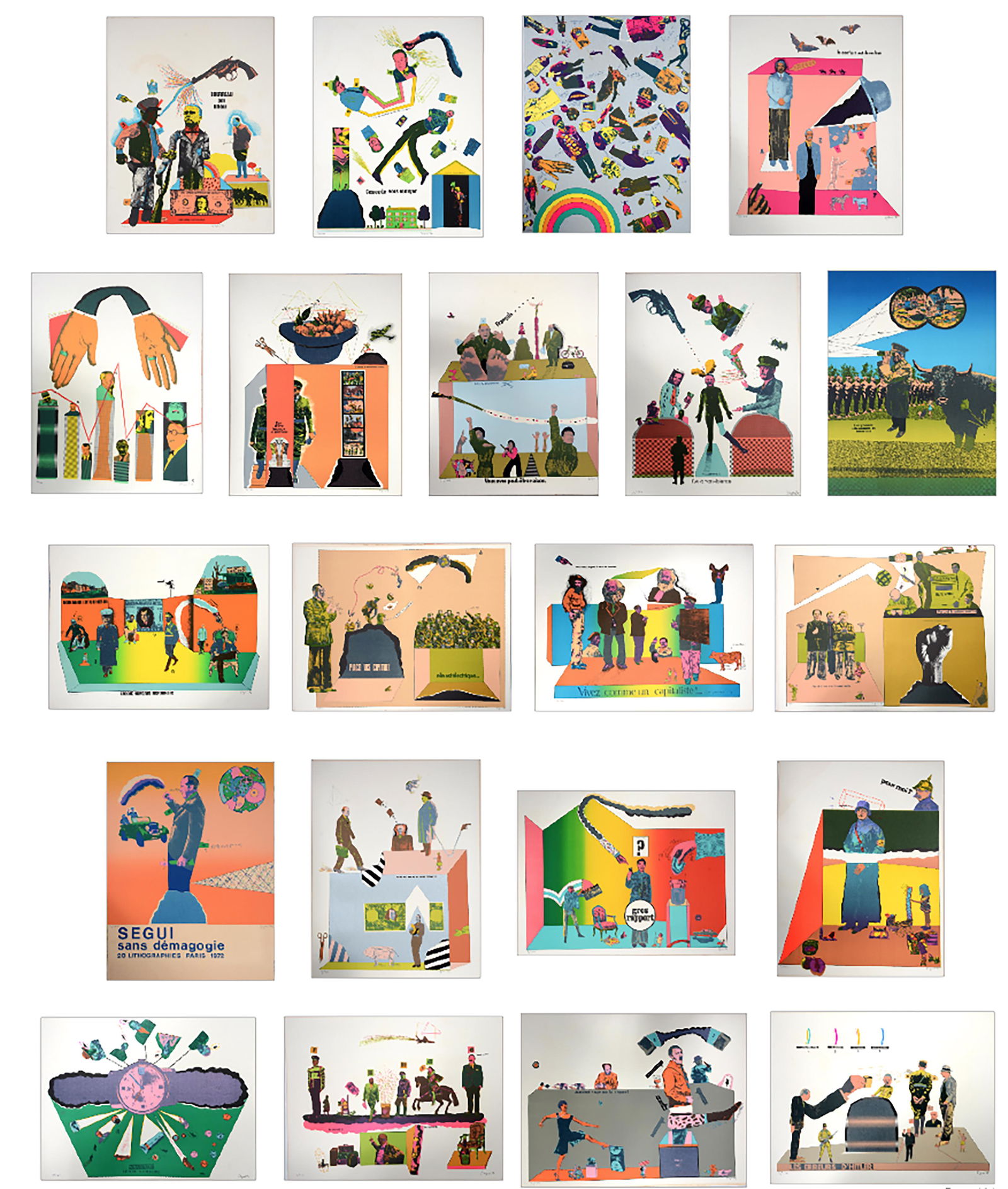 Antonio Segui. 22 Lithographs.: Antonio Segui (Argentine, b. 1934). 22 Lithographs. 1972. All are 3/100. Signed and numbered. Excellent condition. Each is 19.5" x 25.5". Est. $1,000-2,000. Ship: $65