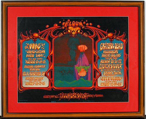 Alton Kelly & Rick Griffin. #133 Bloom.: Alton Kelly and Rick Griffin are two of the orginal Rock & Roll poster pioneers. #133 Bloom, Fillmore West, 8/13-25, 1968. Original black light poster from the very first printing of the actual event.