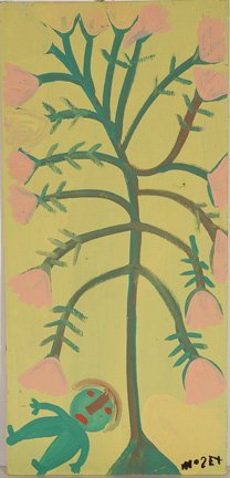 Mose Tolliver. Man Under Tree.: Latex paint on plywood. 15" w x 32" h. Excellent condition. Provenance: The Lynne Ingram Collection. Est. $600-800. Ship: $40
