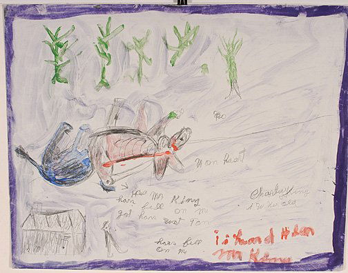 Charlie Kinney. Horse Fell On Me.: Graphite and paint on posterboard. 28" w x 22"h. Excellent condition. Est. $200-400. Ship: $35
