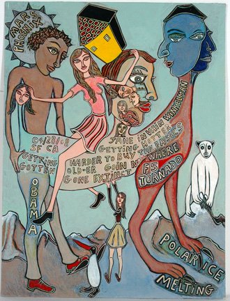 Jane Winkelman. Obama - Polar Ice Melting: Paint on illustration board. Signed and dated, 4/08. 12" w x 15.5" h. Excellent condition. Est. $800-1,200. Ship: $25. All proceeds from the sale of this piece go to Art Creation Foundation for Childr