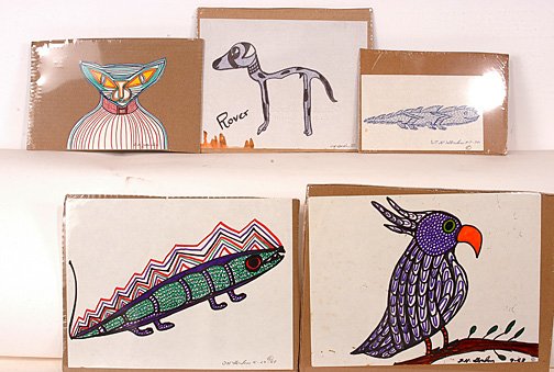 Ted Gordon. Animal Grouping.: Ink and marker on paper. Largest is 12"x 9". Provenance: The Chuck and Jan Rosenak Collection. Est. $300-500. Ship: $25