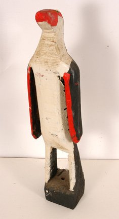 Homer Greene (attributed). Woodpecker.: Carved and painted wood. 6" x 6" x 30.5"h. Repaired. Provenance: The Wenstrup Collection. Est. $200-300. Ship: $45