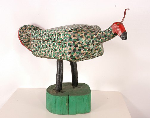 Homer Greene (1910-2002). Turkey.: Paint on carved wood. Tail has been re-attached. Natural crack in wood along the body. 38"long x 23"h x 12"w. Est. $200-400. Ship: $300