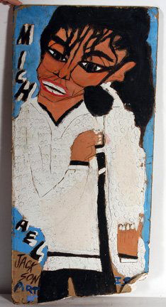 Artist Chuckie. M. Jackson / J. Jackson.: Double-sided. Paint on rough piece of sheetrock. 15.5"w x 33"h. Fair condition. Provenance: The Lynne Ingram Collection. Est. $200-300. Ship: $55