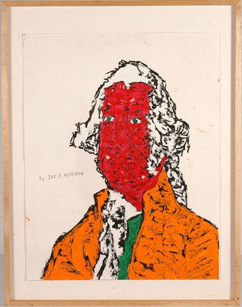 Ike Morgan. George Washington.: Ike Morgan. (b. 1958). Paint on posterboard. Signed. 22" x 28" h. Frame is 27" w x 34"h. Excellent condition. Est. $400-600. Ship: $55