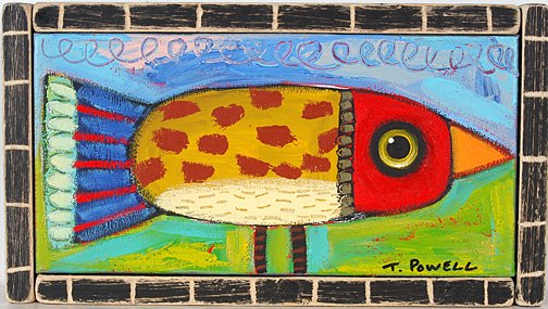 Terrell Powell. Red Headed Bird.: Oil on canvas. 13.5"w x 7.5"h. Est. $200-300. Ship: $30
