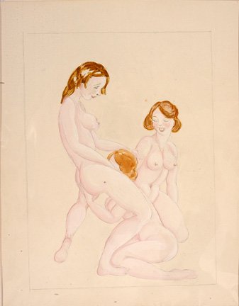 D. Henry. 3 Women Erotic Drawing.