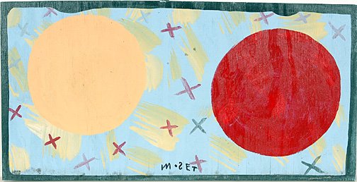 Mose Tolliver. Two Colorful Balls.: Paint on wooden board. 24" w x 12"h . Provenance: Marcia Weber, Art Objects Inc. Est. $600-800. Ship: $35