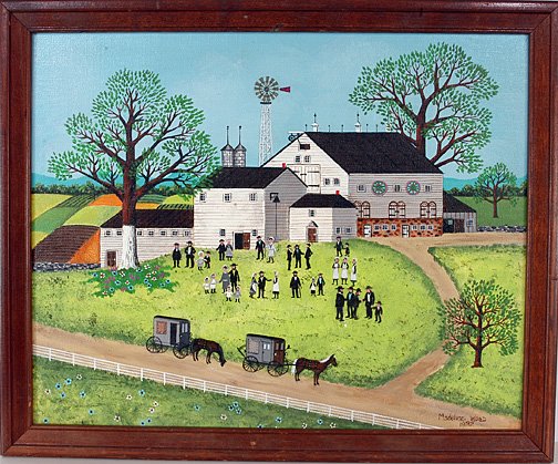 Madeline Wood. Amish Service.: 1982. Paint on board. 22.5" x 18.5" with frame. Est. $200-300. Ship: $30