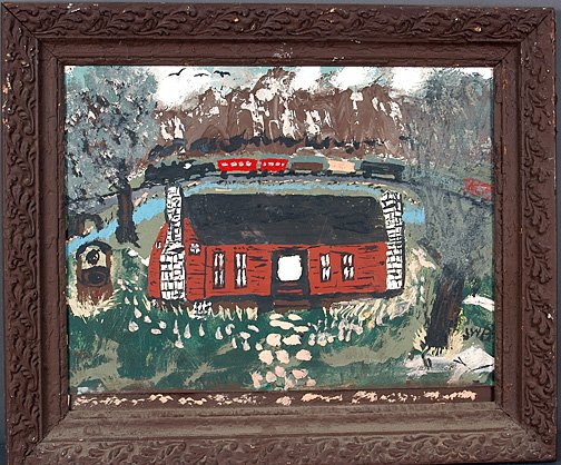 James Bishop. Old Country House.: Oil on enamel board. 23" x 19" h with frame. Est. $100-300. Ship: $25