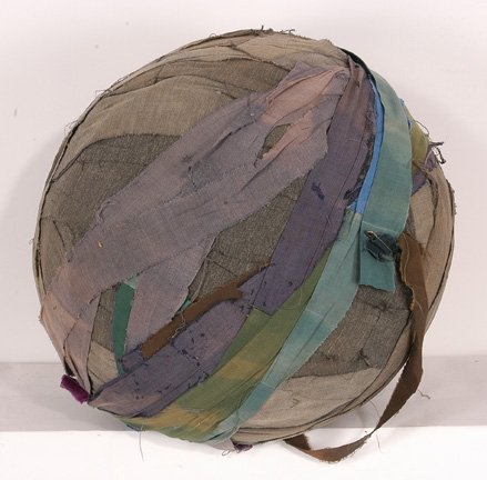 Large Ball of Cloth Strips.: Possible Amish origin. 15" diameter. Est. $50-100. Ship: $35