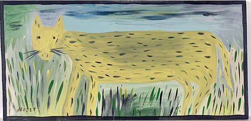 Mose Tolliver. Leopard.: Housepaint on wood. 33" x 15.5". Excellent condition. Est. $300-500. Ship: $35
