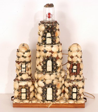 Anonymous Seashell Lighthouse.: Seashell construction. 23.5" x 16.5" x 8". Est. $100-200. Ship: $45