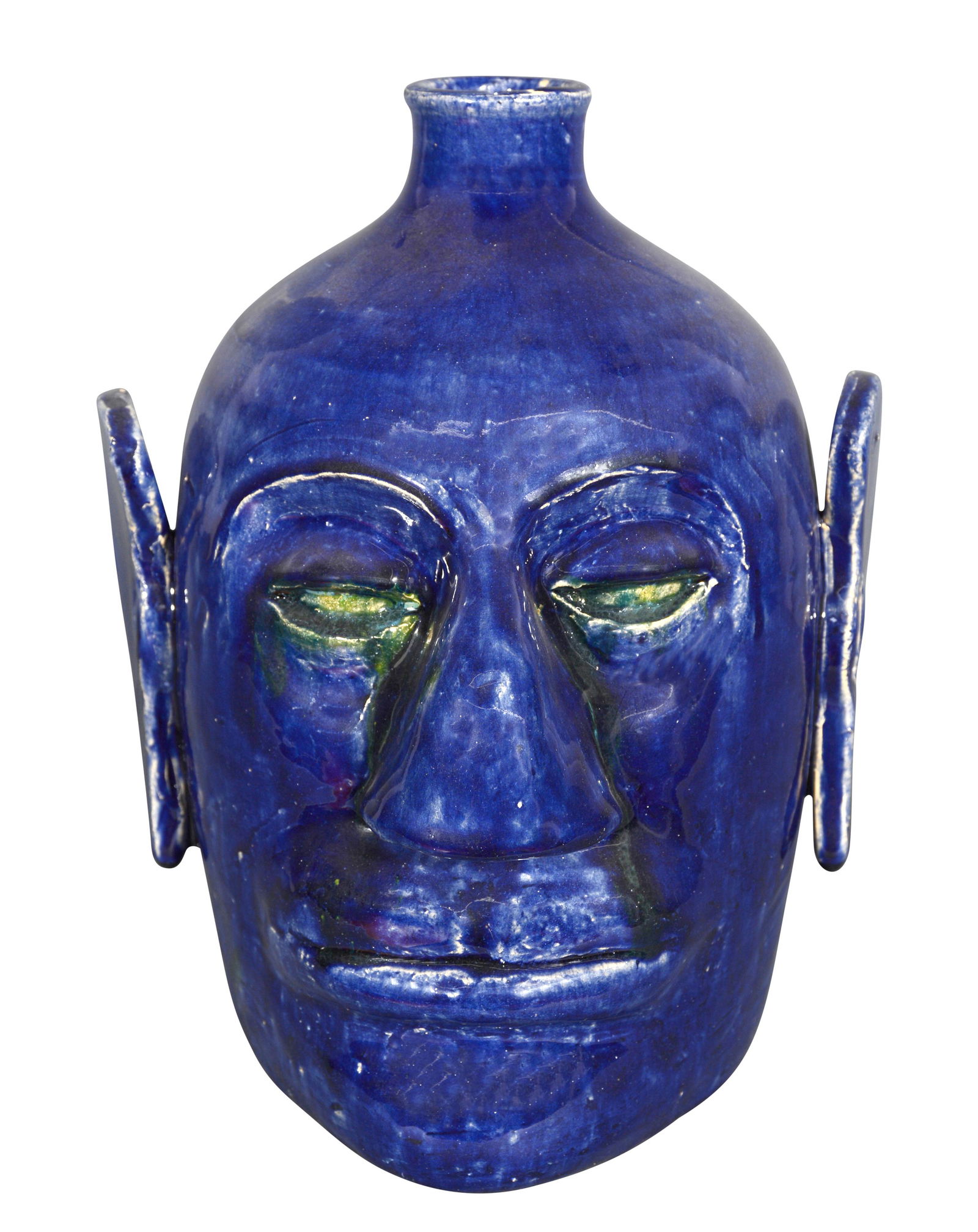 Edwin Meaders. Large Alien Blue Face Jug. (1 of 6)