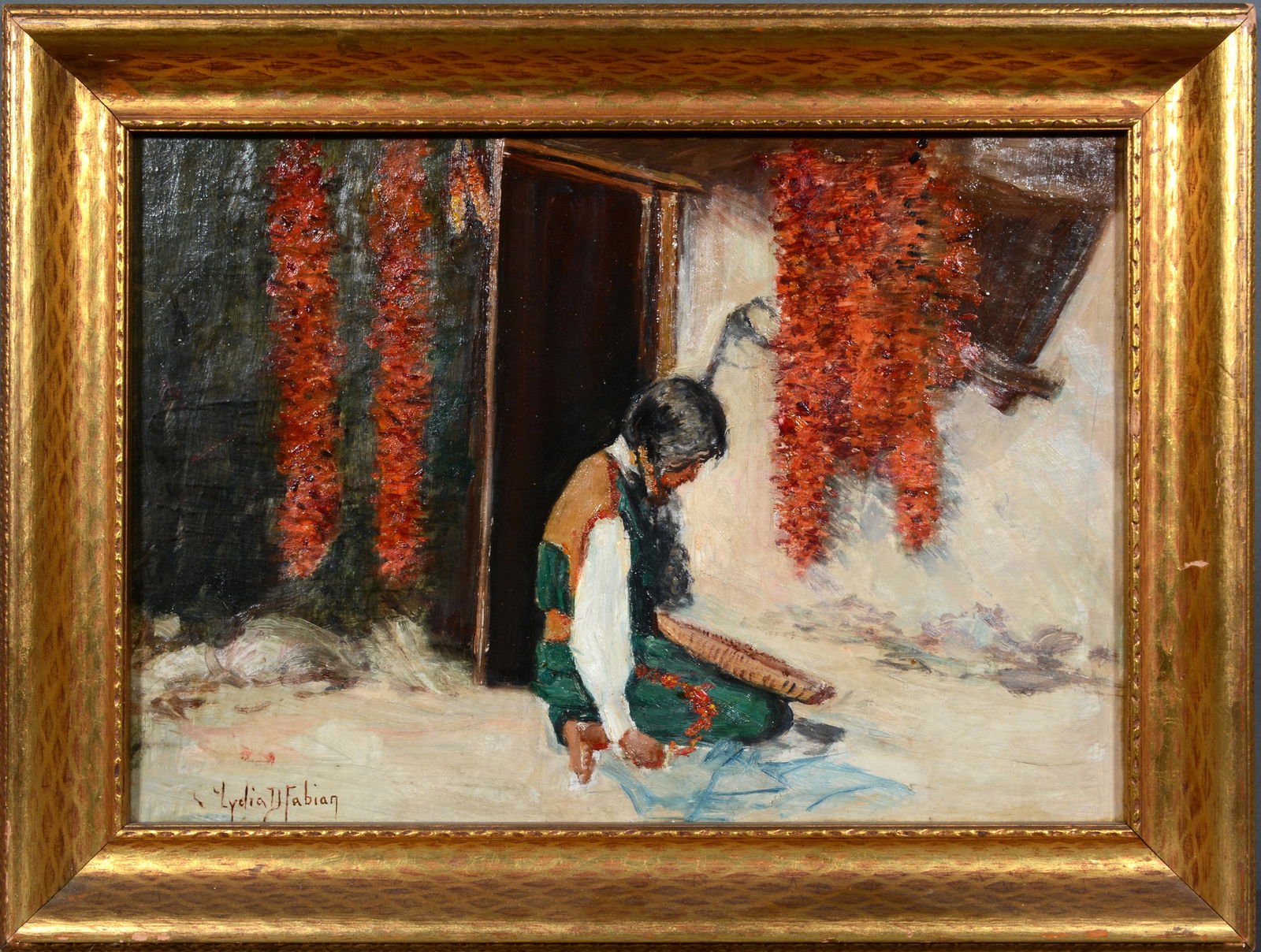 Lydia Dunham Fabian. Hopi Girl With Winnowing Basket (1 of 5)
