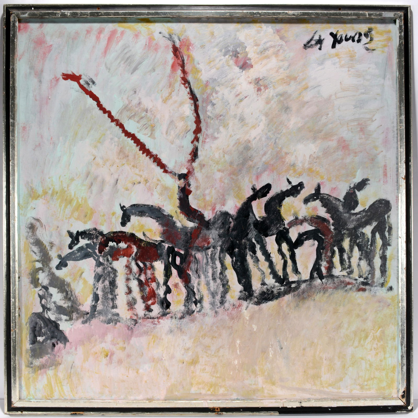 Purvis Young. Solo Rider On Horse Surrounded By Herd. (1 of 2)