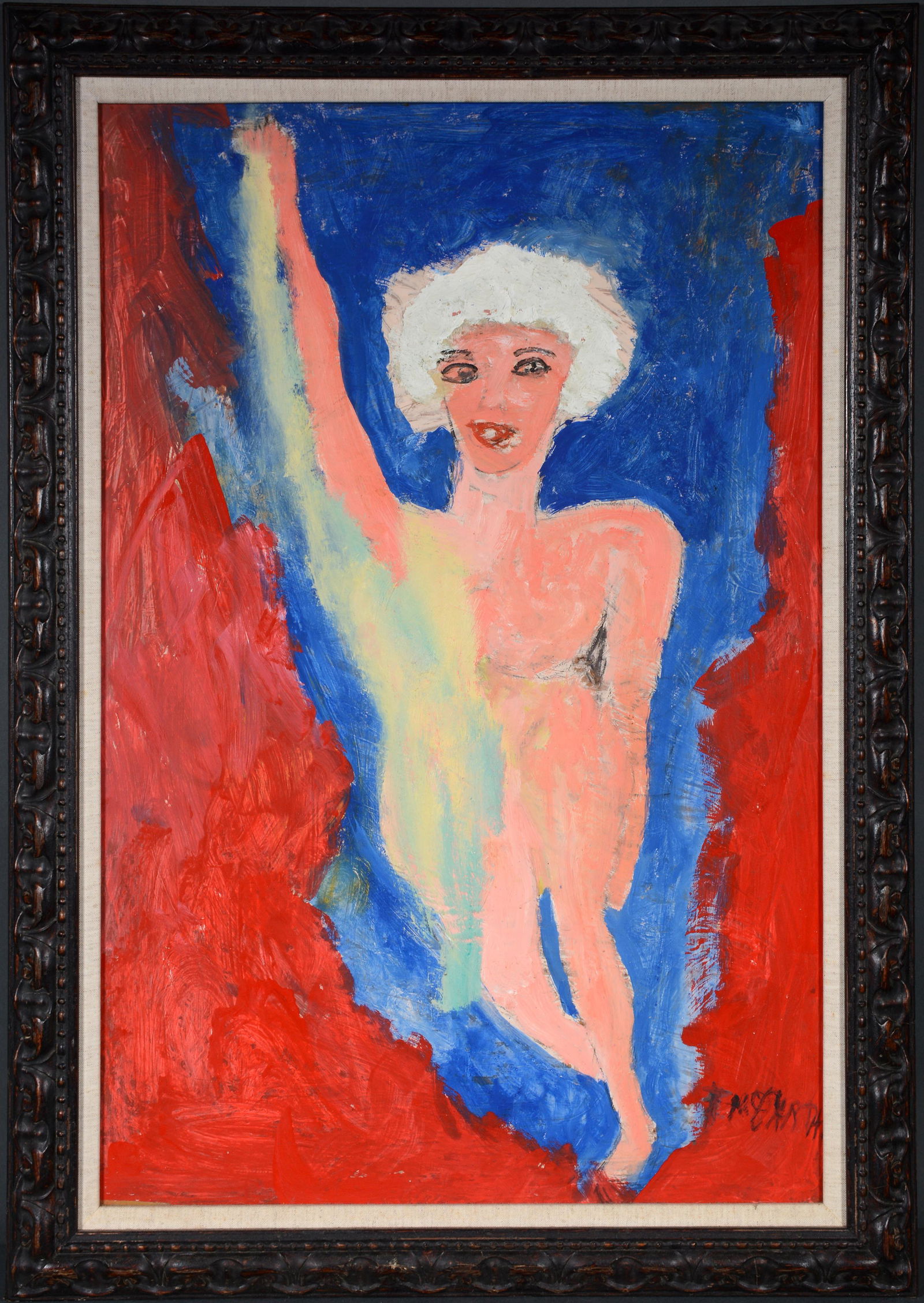 Justin McCarthy. Nude Model.: Justin McCarthy. Nude Model. Signed. Oil on Masonite. Very minor paint loss, otherwise great condition. Size with frame is 24" x 34". Provenance: ex. Chuck and Jan Rosenak Collection, The Davenport /