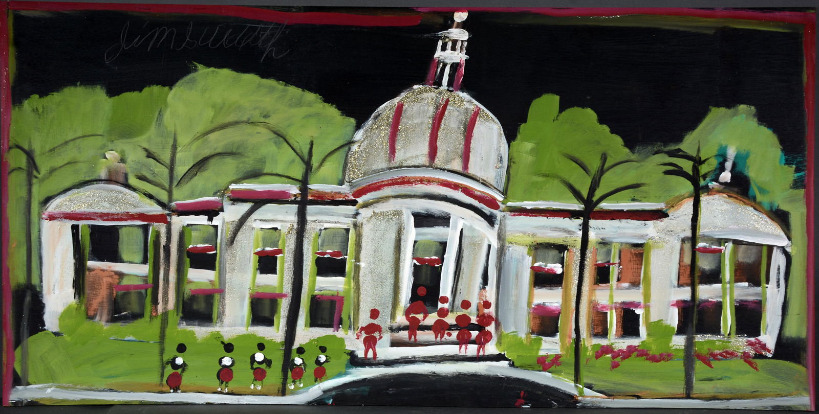 Jimmy Lee Sudduth. Figures in Red Hats Outside Capital. (1 of 3)