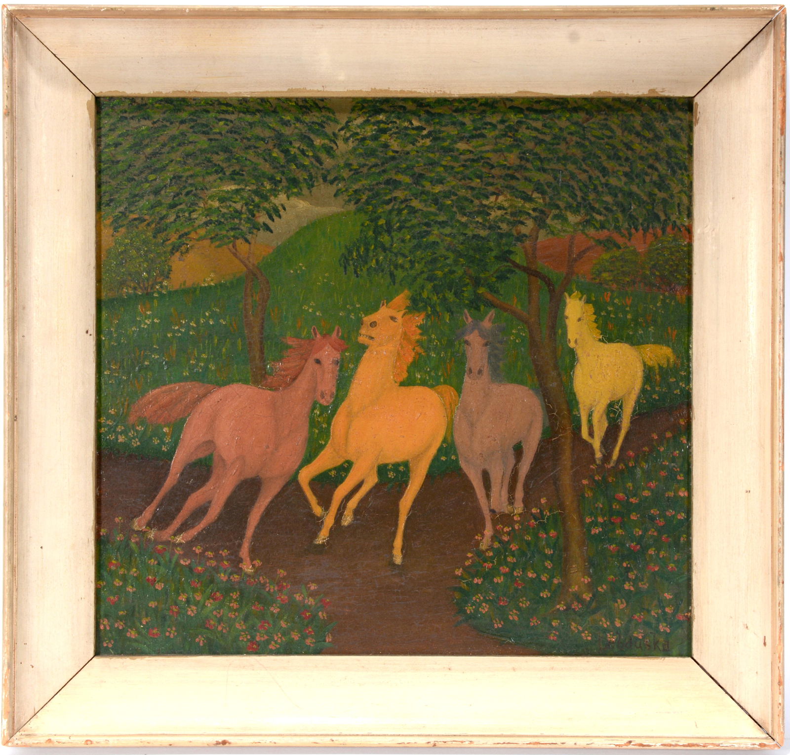 Lawrence Lebduska. Four Galloping Horses. (1 of 3)