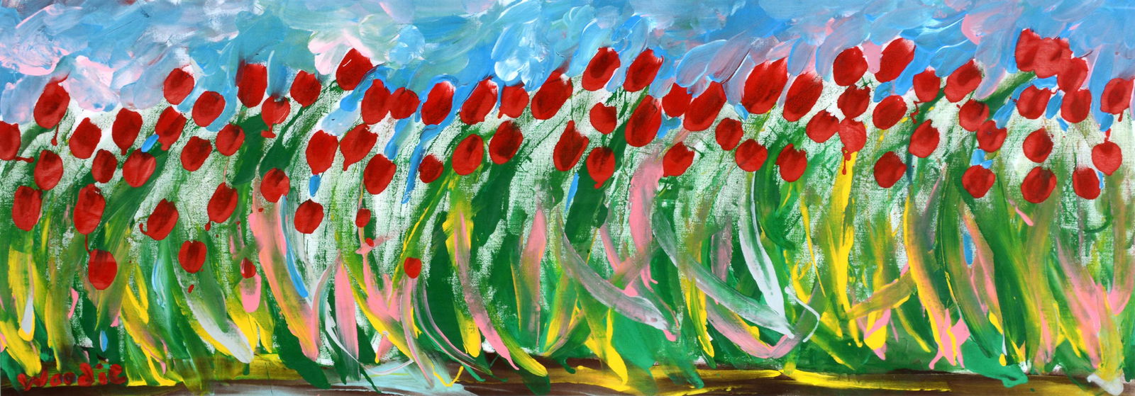 Woodie Long. Long Row Of Red Tulips. (1 of 4)
