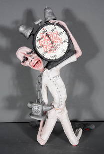 Mark Francis. Parole Eligibility Days.: Mark Francis (b. 1960). Parole Eligibility Days. Signed. Paper Mache, paint and mixed media. Excellent condition. 13" x 7" x 4.5". Est. $800-1,200. Ship: $65