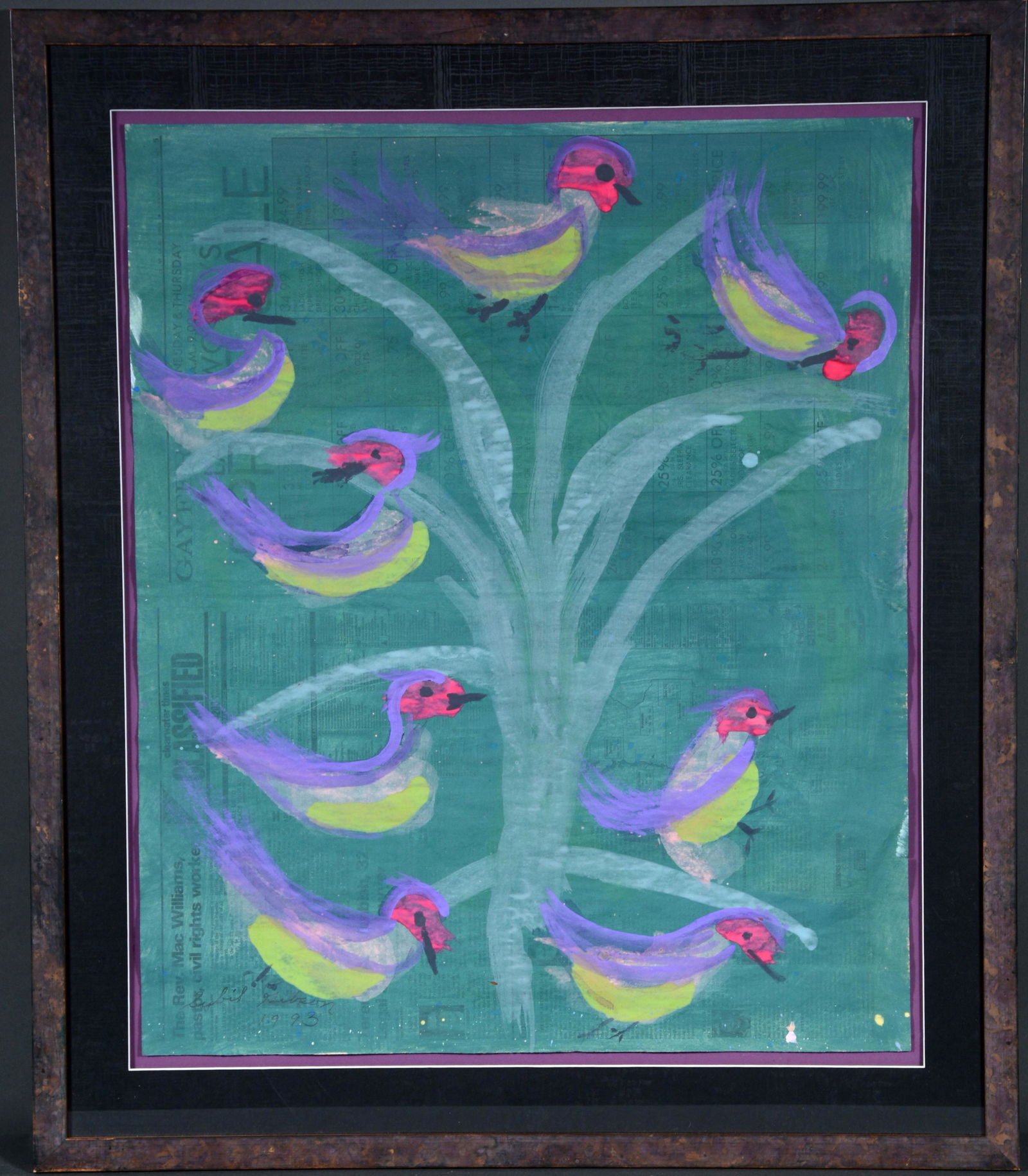 Sybil Gibson. 8 Yellow-Belly Birds. (1 of 2)