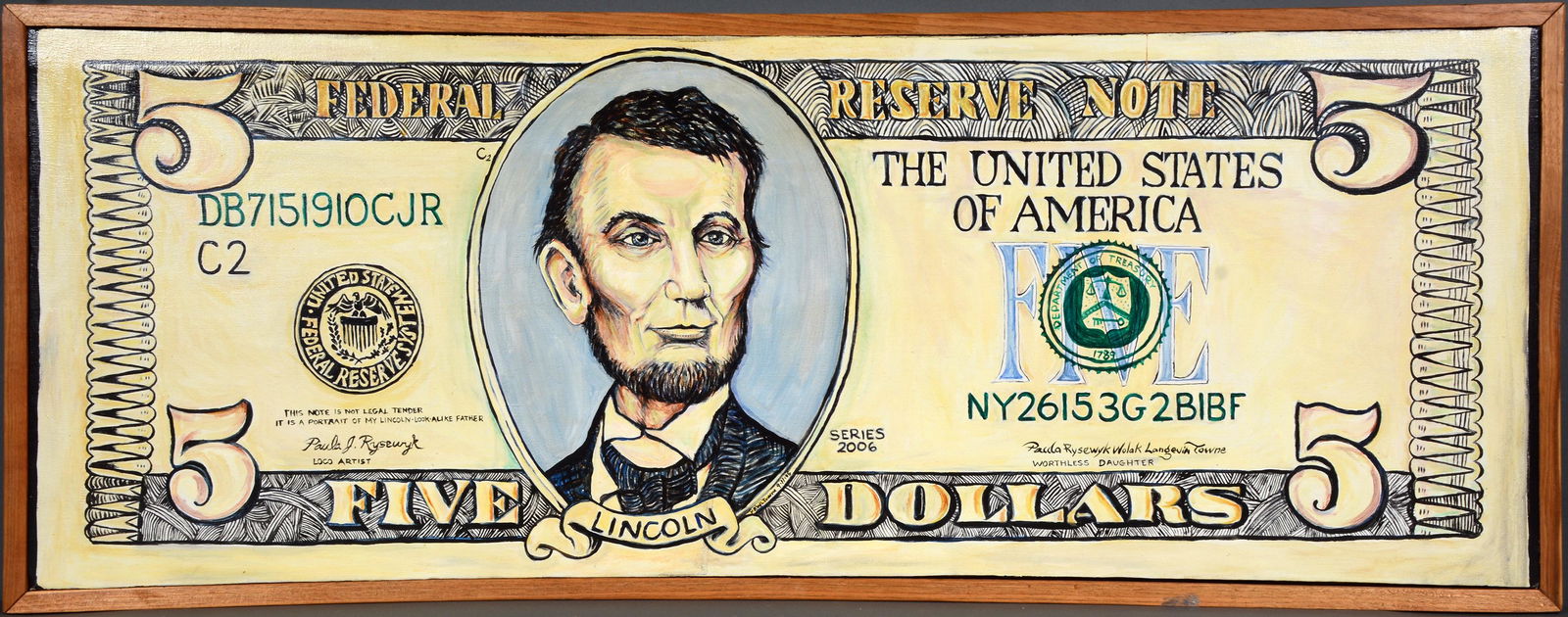 Paula RWL Towne. Five Dollar Bill. (1 of 3)