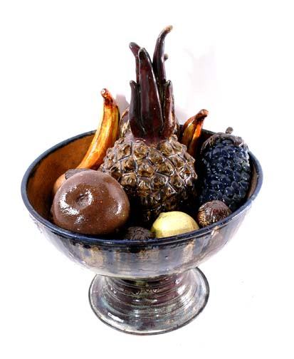 Billy Ray Hussey Fruit Bowl: Ceramic. 13" h. Mint condition.