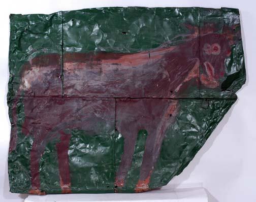 Sam Doyle Donkey: Housepaint on metal. 45.5" w x 36" h. Provenance: Pat Hearn Gallery, NY, Jean Michael Basquiat. Illustrated in Art Random book on Doyle.