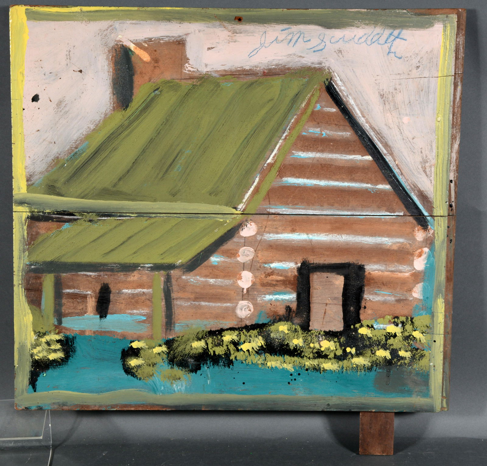 Jimmy Lee Sudduth. Log Cabin With Green Roof. (1 of 4)