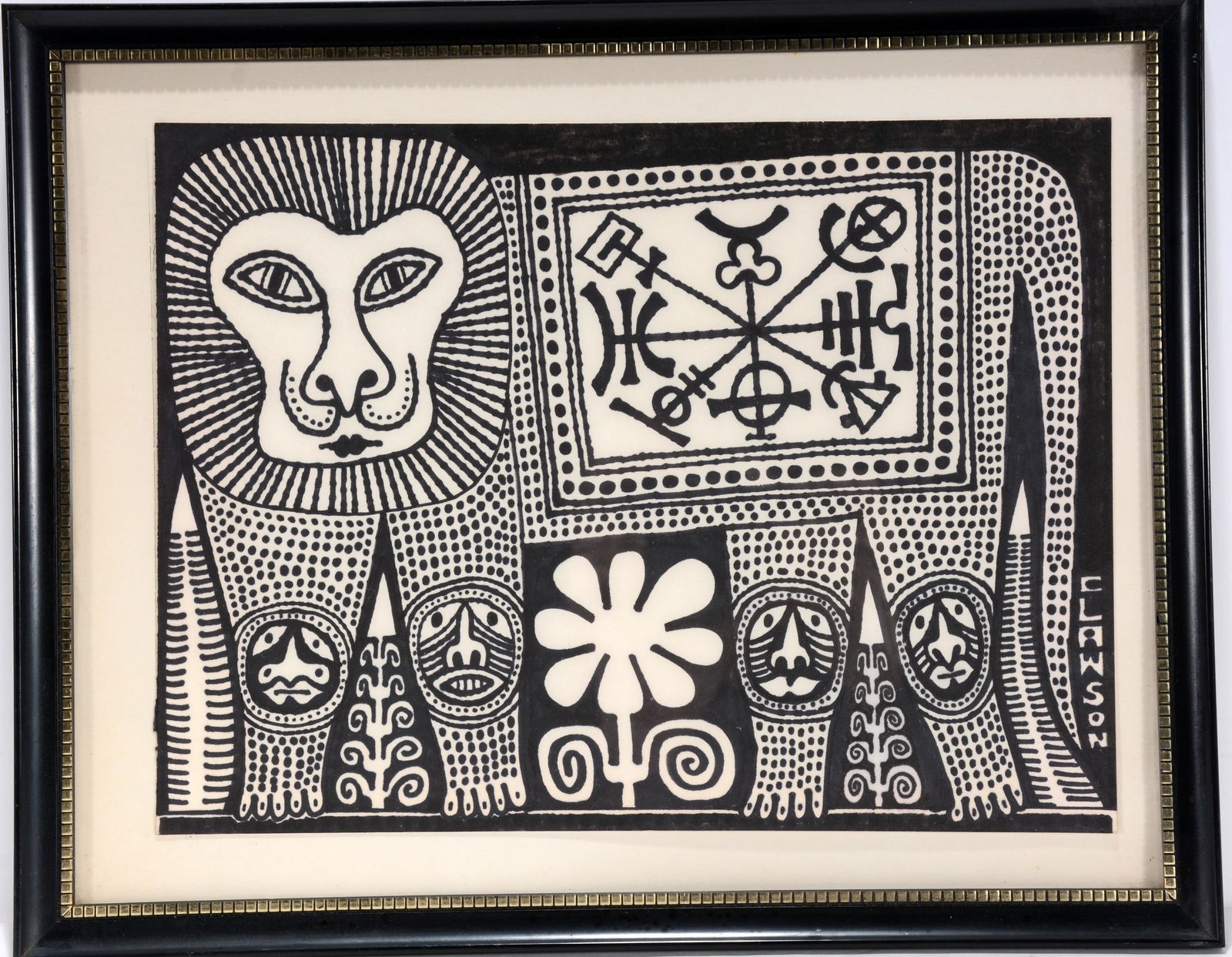 Rex Clawson. Lion.: Rex Clawson. Lion. Signed. Not dated. Marker on cardstock. Excellent condition. 15” x 12” with frame. Est. $300-500. Ship: $35