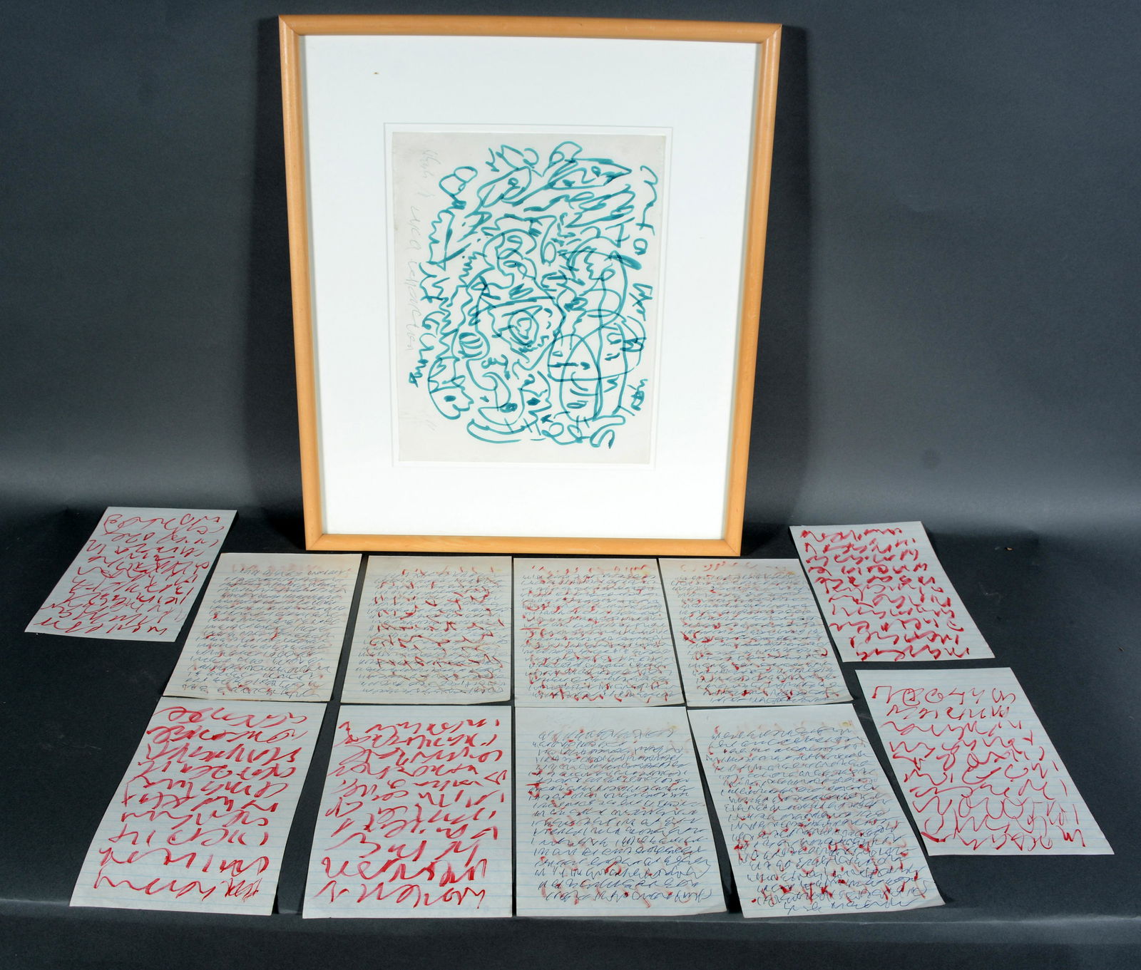 J.B. Murry. Framed Work & 11 Notebook Pages. (1 of 1)