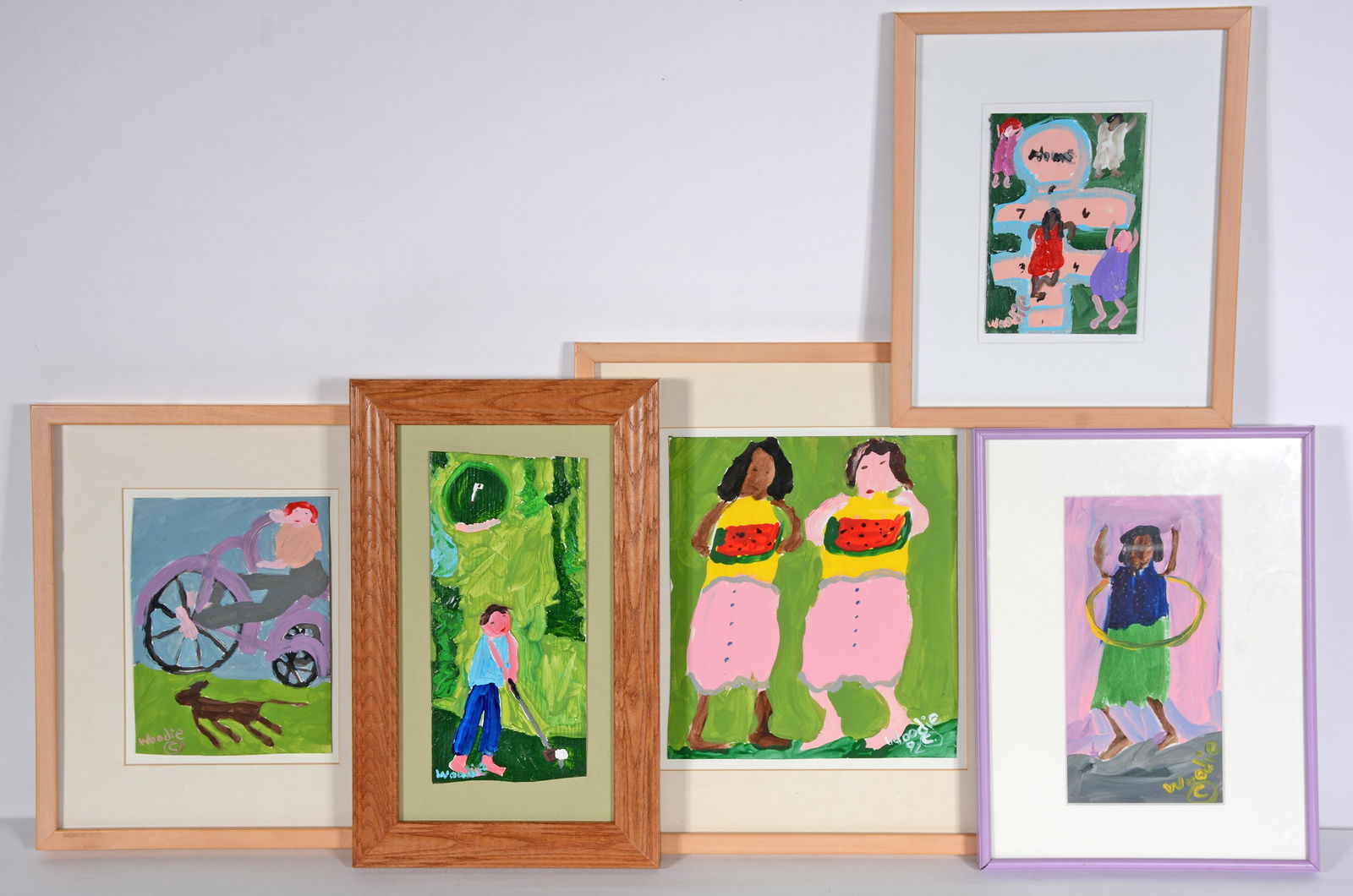 Woodie Long. 5 Paintings Of Kids Playing. (1 of 1)