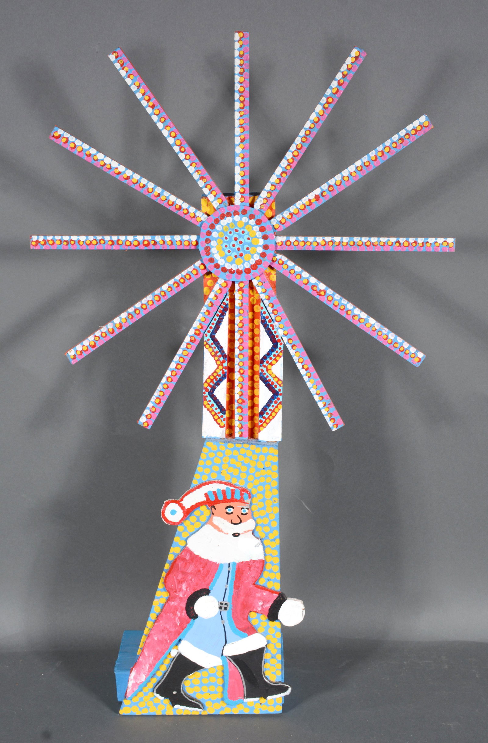 James Harold Jennings. Santa Under Star.: James Harold Jennings. Santa Under The Star. Signed. Paint on cut out board. Excellent condition. 27" x 16" x 5". Est. $300-500. Ship: $75