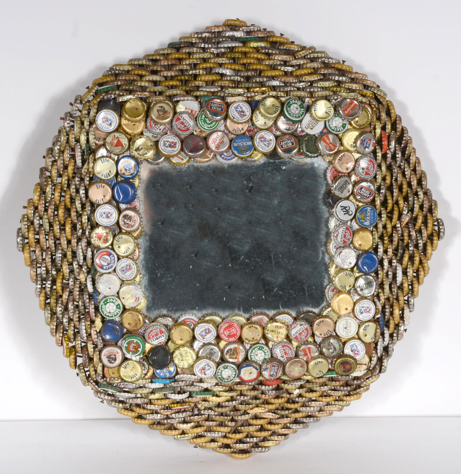 Mr. Imagination. Mirror with Bottlecap Frame. (1 of 2)