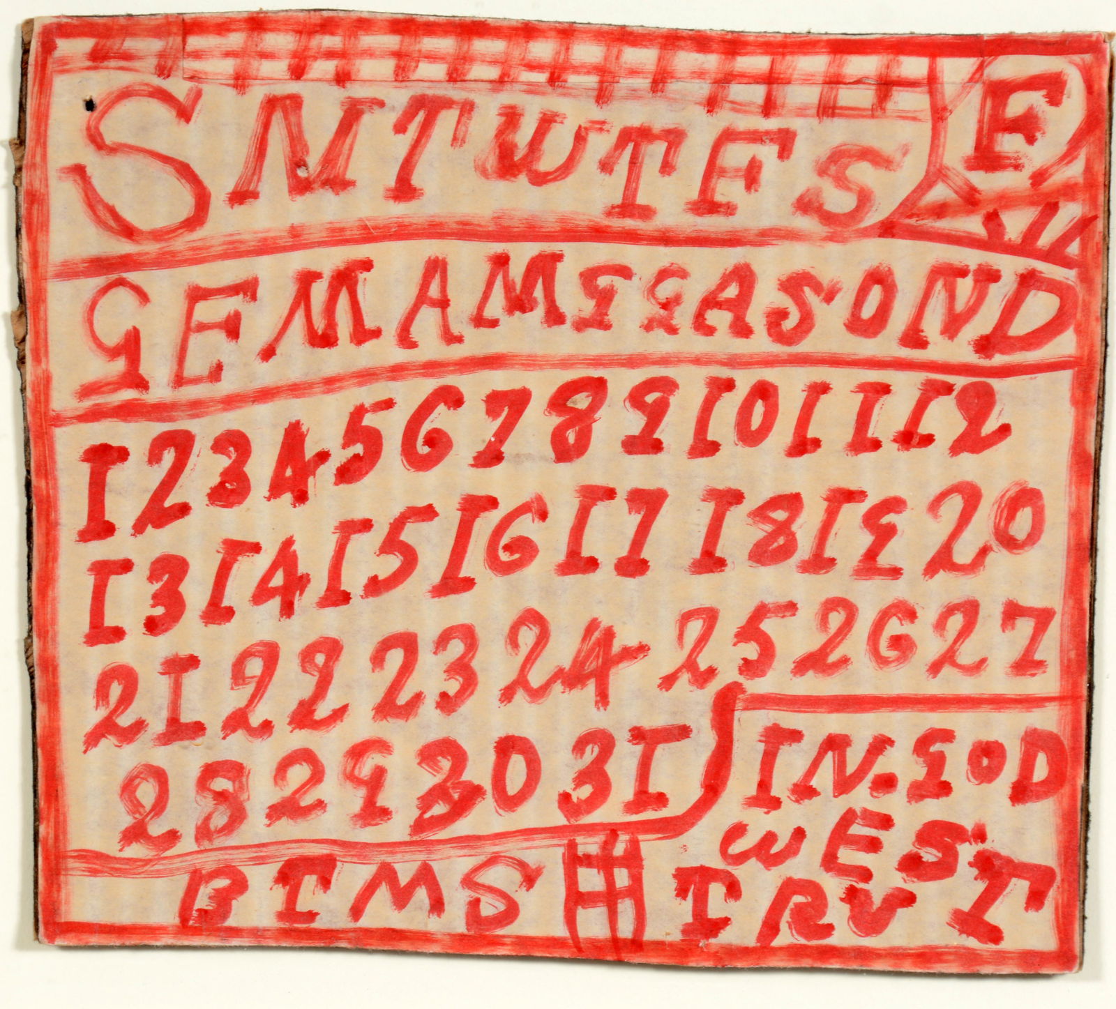 Z.B. Armstrong. Dooms Day Calendar. (1 of 2)