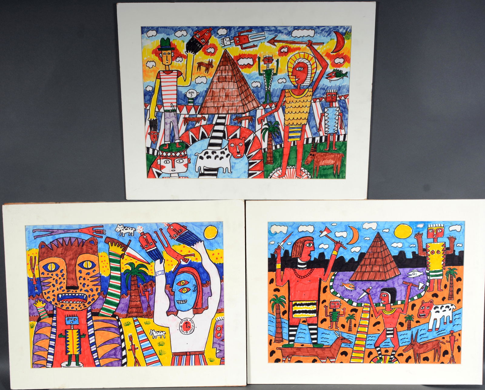 T. Dalton. 3 Colorful Paintings. (1 of 4)